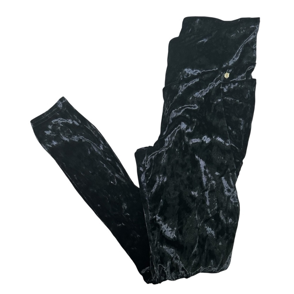 Fabletics Women’s Medium Black Crushed Velour Crossover V Waist Leggings